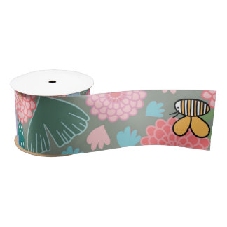 Full Bloom Birthday wrapping paper Satin Ribbon