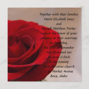 Full Bloom Red Rose Wedding Invitation