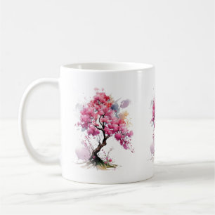 Full Bloom Sakura Cherry Blossom Tree Watercolor Coffee Mug