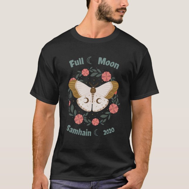 Full Blue Moon Samhain 2020 Moth Garland T-Shirt (Front)