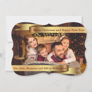 Full Card Photo Double Gold Banners Fancy Photo