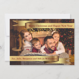 Full Card Photo With Double Gold Banners Photo