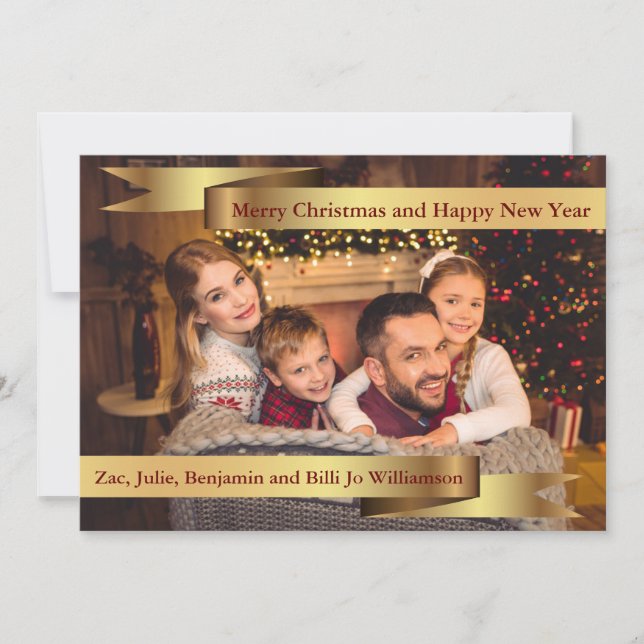 Full Card Photo With Double Gold Banners Photo (Front)