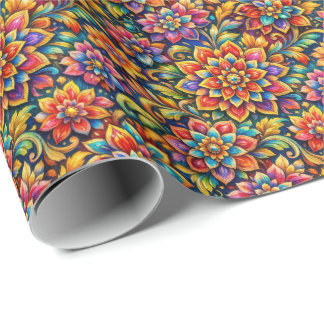 full color flowers wrapping paper