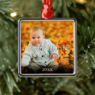 Full Color Modern Square Year Picture Photo Metal Tree Decoration