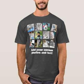Full Colour 12 Photo Mosaic Picture Collage Montag T-Shirt