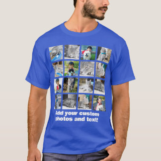 Full Colour 16 Photo Mosaic Picture Collage Montag T-Shirt