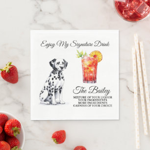 Full Colour Dalmatian Signature Drink Wedding Pet Napkin