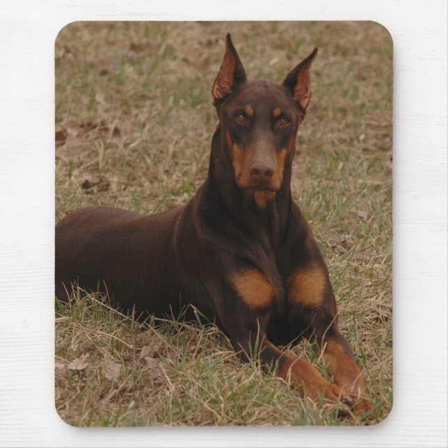 Full Colour Red and Rust Doberman Pinscher Mouse Mat (Front)