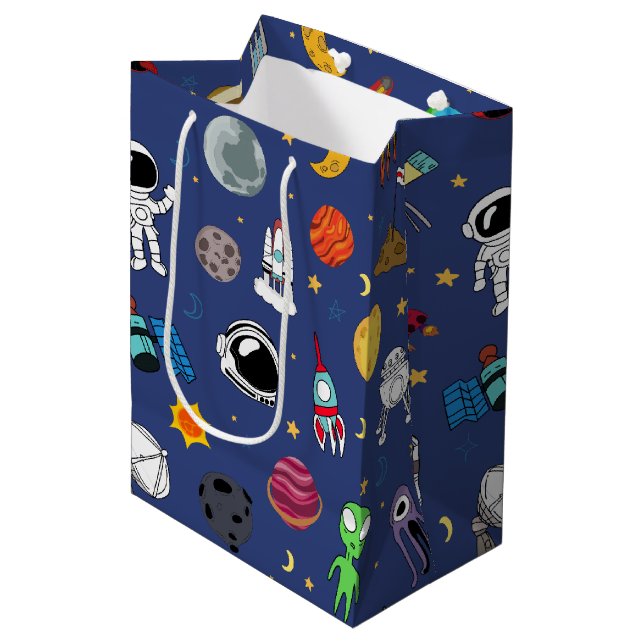 Full Colour Space Invasion  Medium Gift Bag (Front Angled)