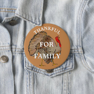 Full Colour Thanksgiving Turkey 10 Cm Round Badge