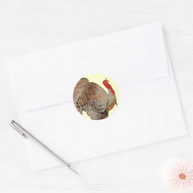 Full Colour Thanksgiving Turkey Classic Round Sticker (Envelope)