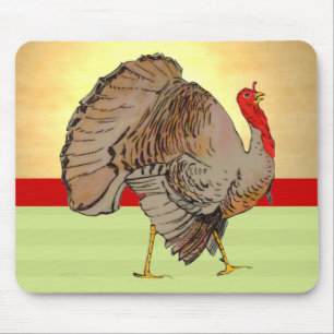 Full Colour Thanksgiving Turkey Lights Mouse Mat