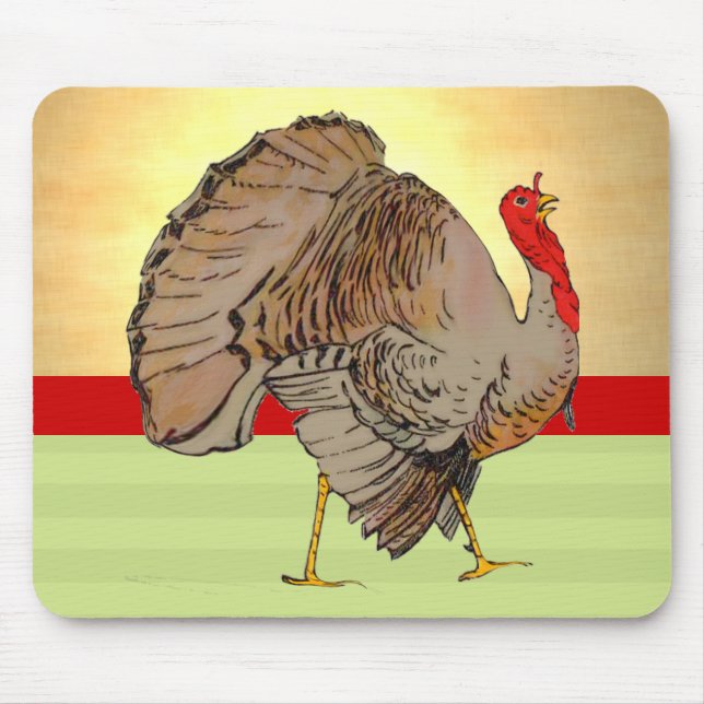 Full Colour Thanksgiving Turkey Lights Mouse Mat (Front)