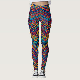 Full-Colour Zigzag Geometric Patterns  Leggings