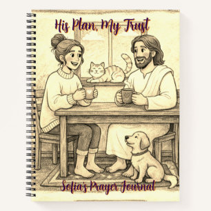 Full Cover Sepia Jesus Notebook - Personalized