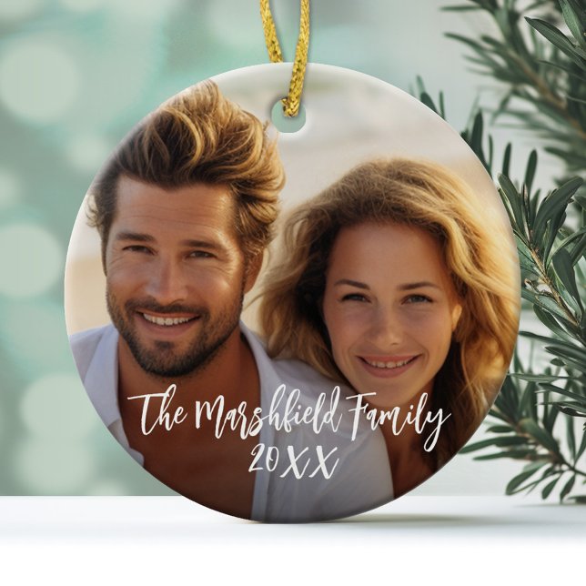 Full Coverage Photo - Custom Script Text Ceramic Tree Decoration (Personalized Photo Ornament)