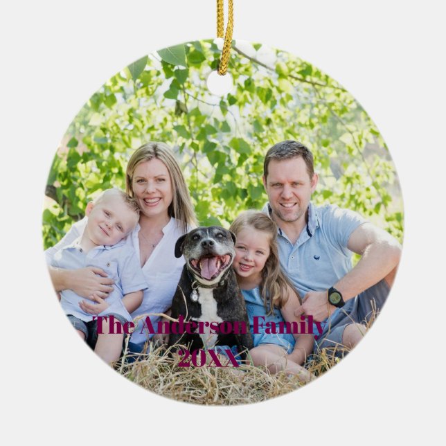 Full Coverage Photo Custom White Script Text Ceramic Tree Decoration (Front)