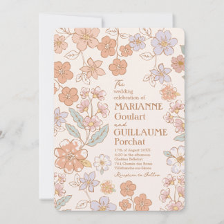 Full Custom Colour Boho Floral Wedding Invitation