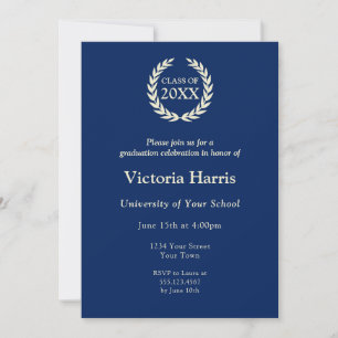 Full Custom Photo Navy Wreath Graduation Party Invitation