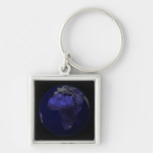 Full Earth at night showing Africa and Europe Key Ring