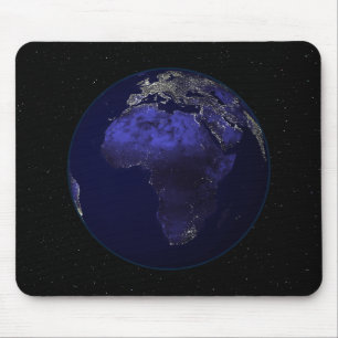 Full Earth at night showing Africa and Europe Mouse Mat