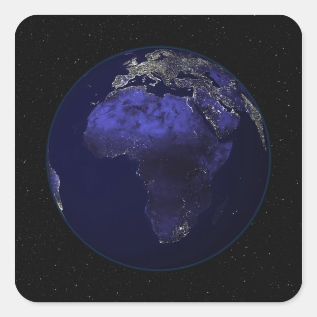 Full Earth at night showing Africa and Europe Square Sticker (Front)