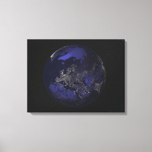 Full Earth at night showing city lights 3 Canvas Print