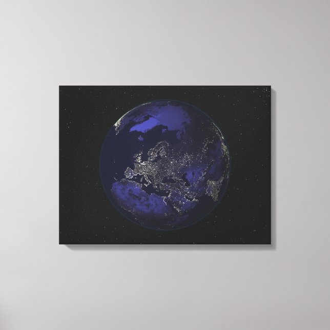 Full Earth at night showing city lights 3 Canvas Print (Front)