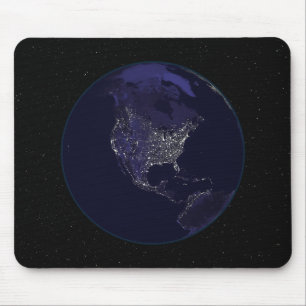 Full Earth at night showing city lights 4 Mouse Mat