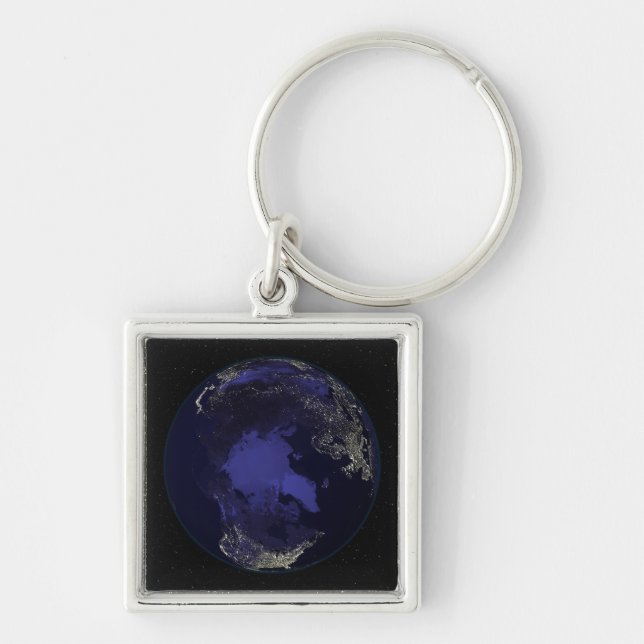 Full Earth at night showing city lights 5 Key Ring (Front)