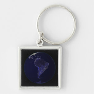Full Earth at night showing city lights 6 Key Ring