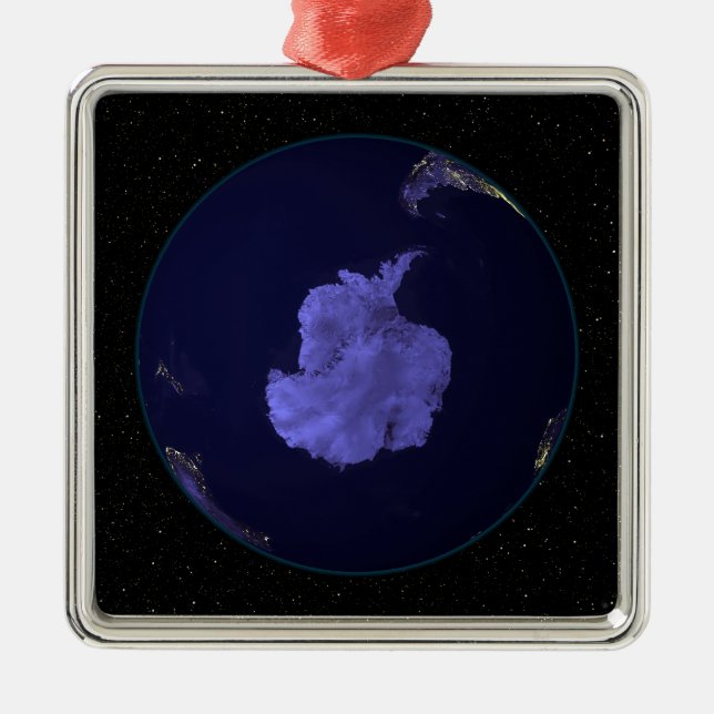 Full Earth at night showing city lights 7 Metal Tree Decoration (Front)