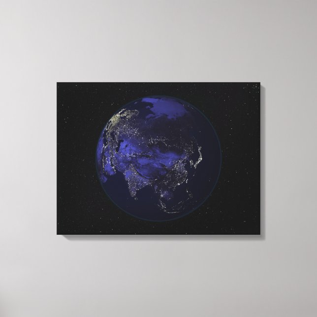 Full Earth at night showing city lights Canvas Print (Front)