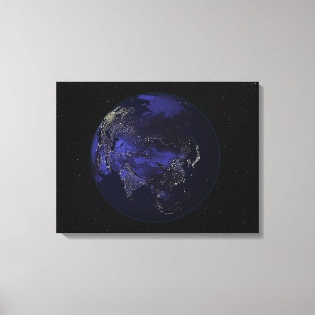 Full Earth at night showing city lights Canvas Print (Front)