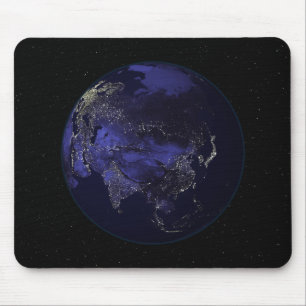 Full Earth at night showing city lights Mouse Mat