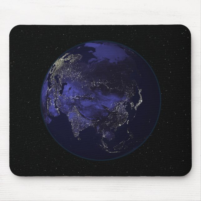Full Earth at night showing city lights Mouse Mat (Front)