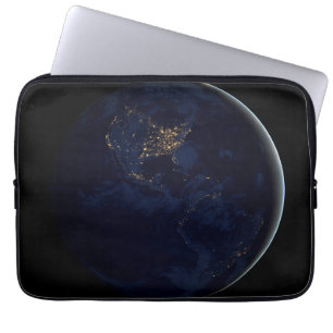 Full Earth At Night With City Lights Of Americas Laptop Sleeve
