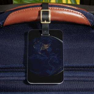 Full Earth At Night With City Lights Of Americas Luggage Tag