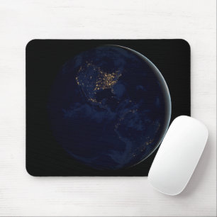 Full Earth At Night With City Lights Of Americas Mouse Mat