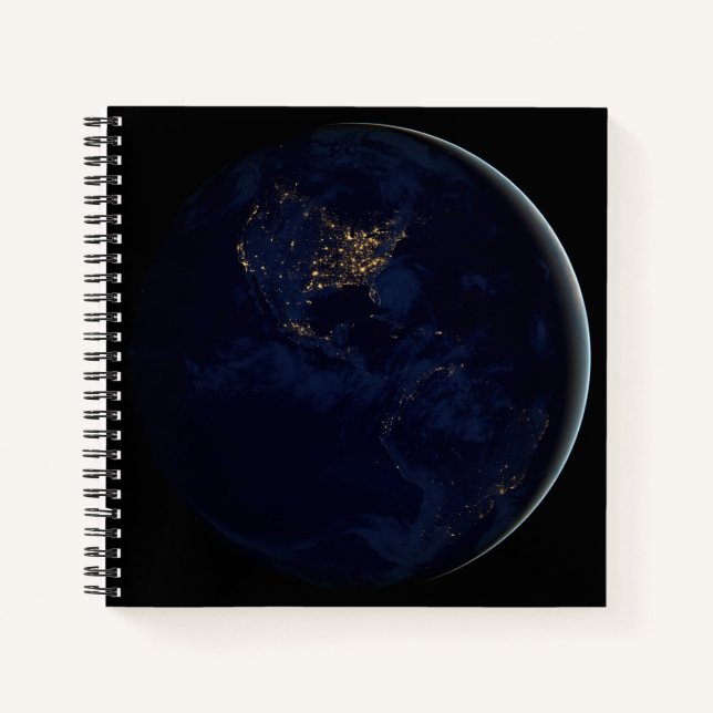Full Earth At Night With City Lights Of Americas Notebook (Front)