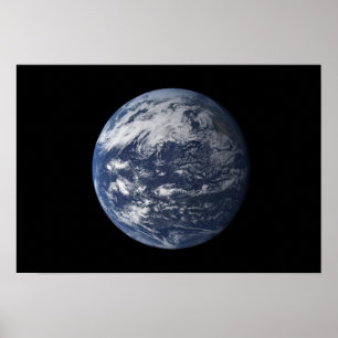 Full Earth centred over the Pacific Ocean Poster