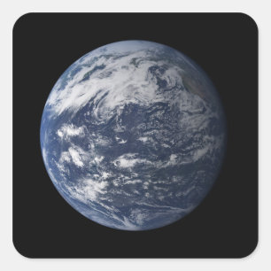 Full Earth centred over the Pacific Ocean Square Sticker
