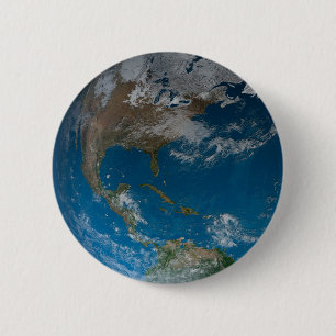Full Earth Featuring North And South America. 6 Cm Round Badge