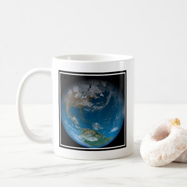 Full Earth Featuring North And South America. Coffee Mug (With Donut)