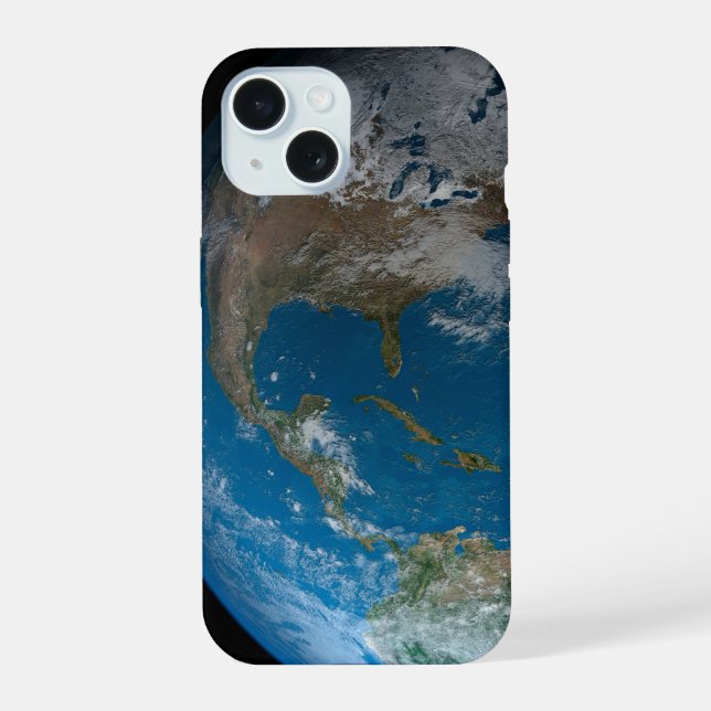 Full Earth Featuring North And South America. iPhone 15 Case (Back)