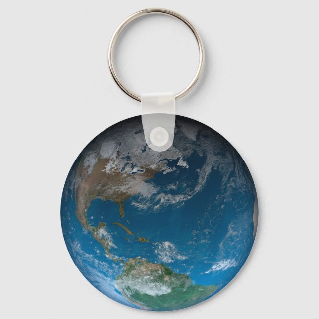 Full Earth Featuring North And South America. Key Ring (Front)