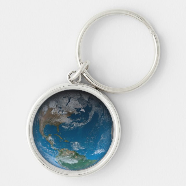 Full Earth Featuring North And South America. Key Ring (Front)