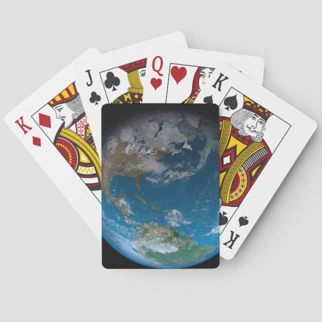 Full Earth Featuring North And South America. Playing Cards (Back)