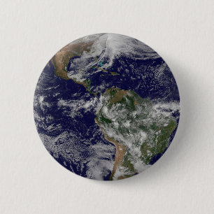 Full Earth Showing A Powerful Winter Storm. 6 Cm Round Badge